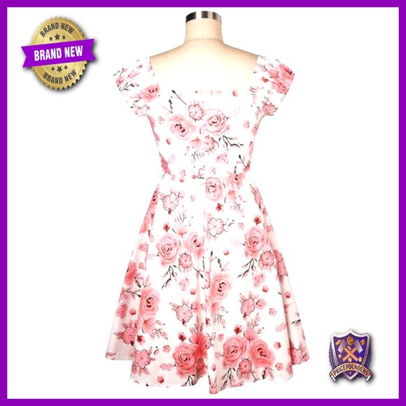 Retro Swing Dress Vintage 1950s Rockabilly Cocktail Party Cotton A-Line - Picture 2 of 6